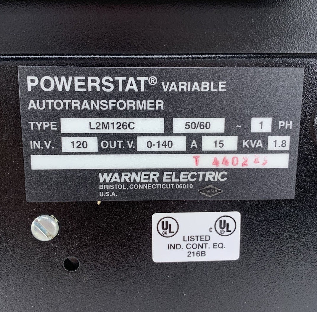Warner Electric L2M126C Powerstat Variable Autotransformer - Tested5