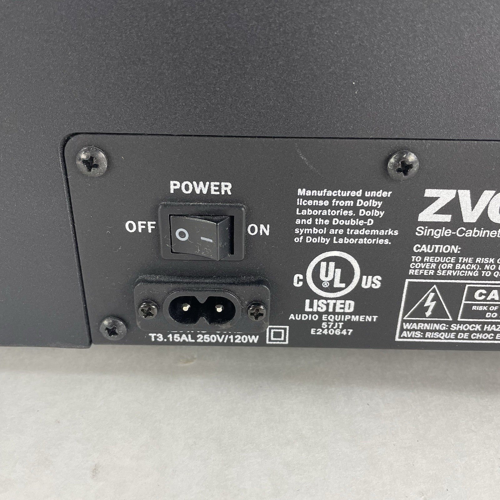 ZVOX 580 Sound Bar Sound Base Cabinet Box Subwoofer Sound System TV Platform Blk