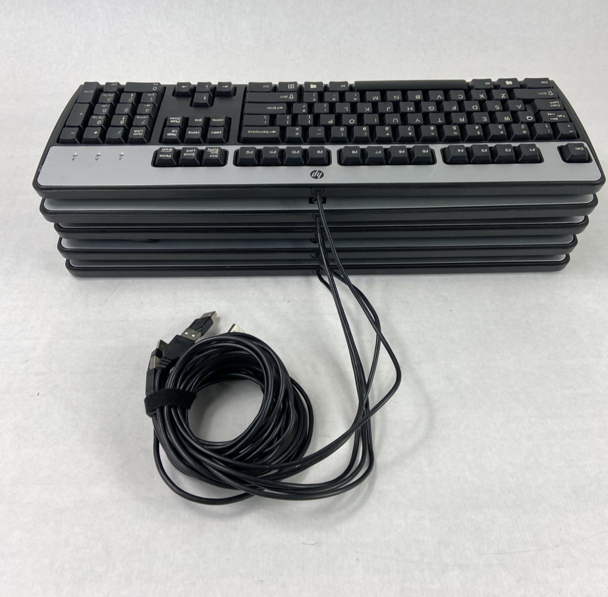 Lot of 5 (Five) Hewlett Packard HP KU-0316 Black/Silver Wired USB