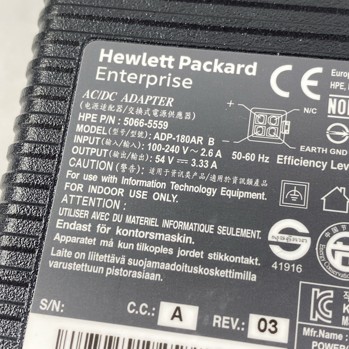 HP ADP-180AR 180W 54V 3.33A 4 Pin AC/DC Adapter7