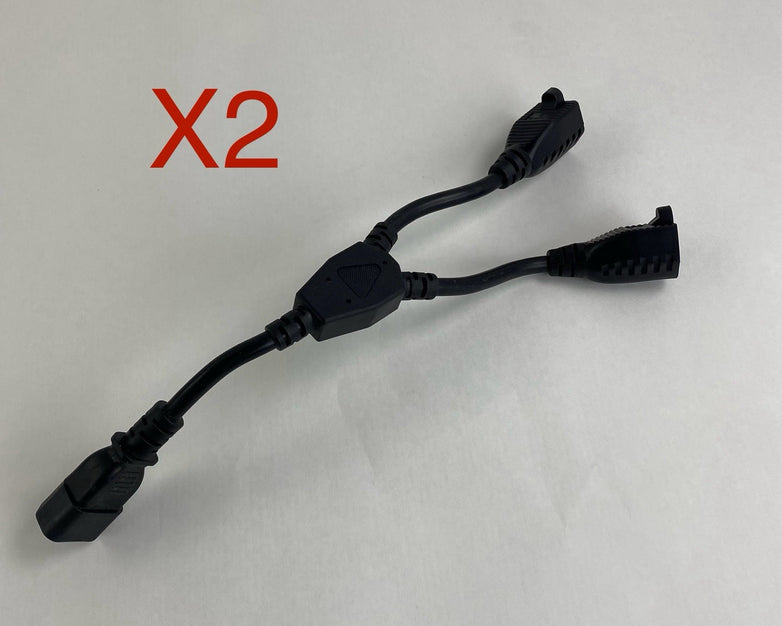 Power Cable Y w/ 3 Pin male to 2 3 Prong Female Lot of 2
