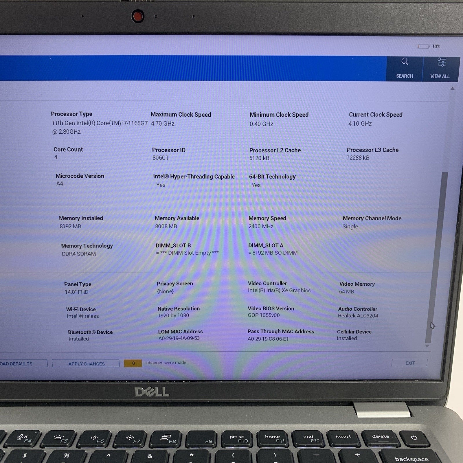 Dell Latitude 5420 14" Laptop i7-1165G7 2.8 GHz 8 GB Ram No OS/SSD/AC No S Key3