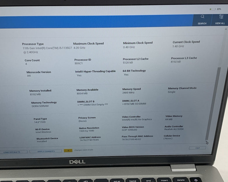 Dell Latitude 5420 14" Laptop i5-1135G7 1.40 GHz 8 GB RAM No SSD/OS/AC