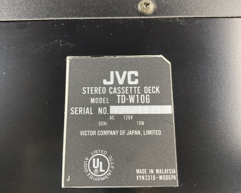 JVC TD-W106 Stereo Double 2 Cassette Tape Deck Player Recorder BAD REWIND