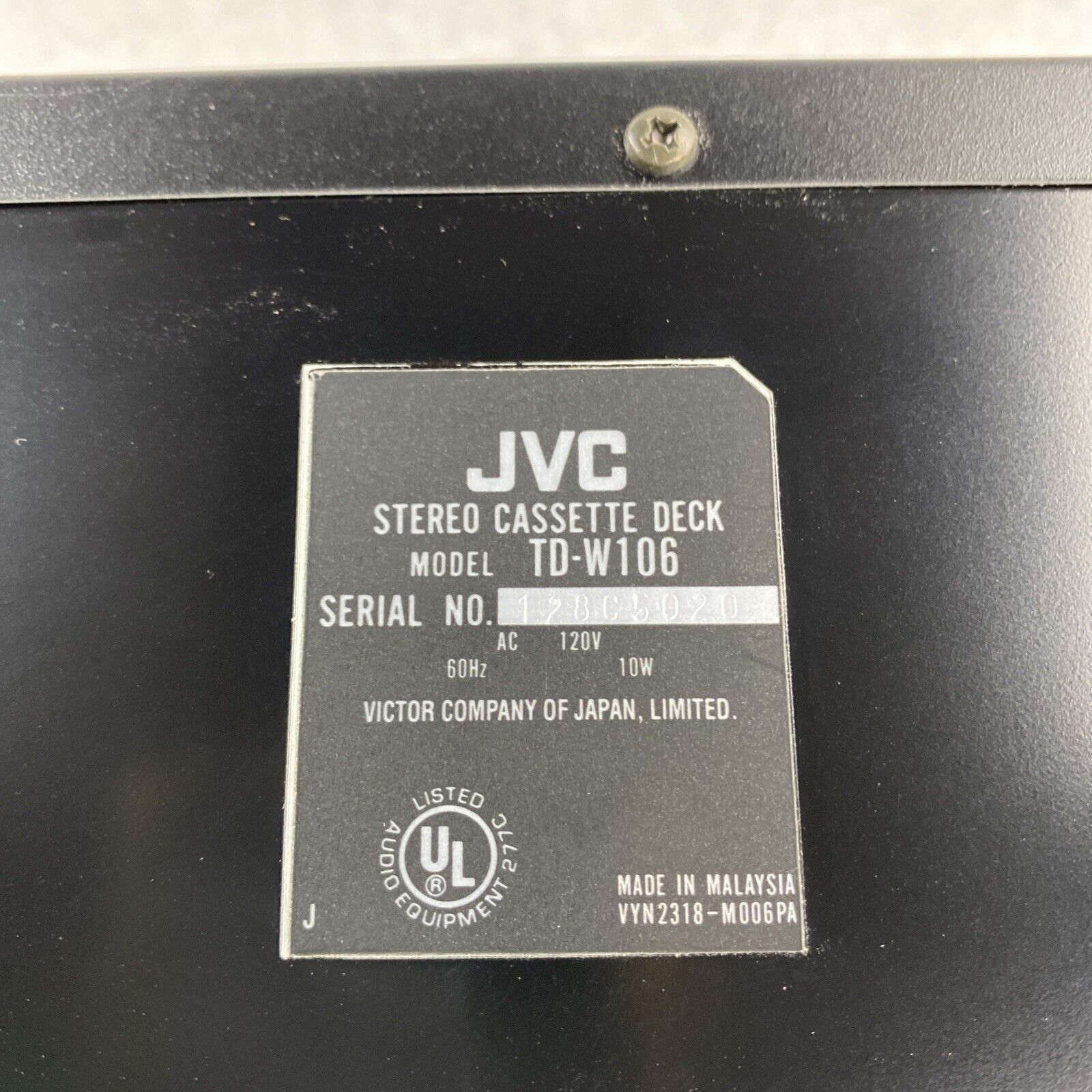 JVC TD-W106 Stereo Double 2 Cassette Tape Deck Player Recorder BAD REWIND