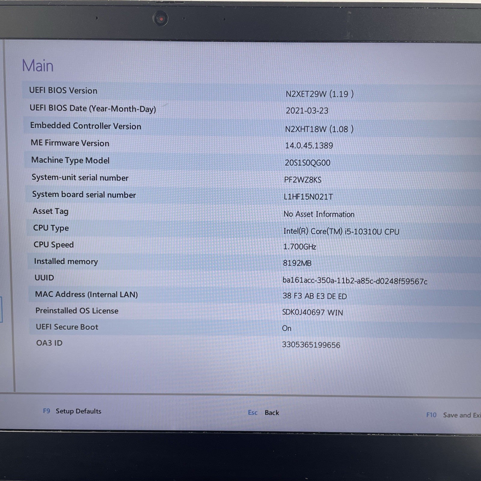Lenovo ThinkPad T14 Gen 1 14" i5-10310U 1.70 GHz 8 GB RAM No SSD/OS/AC2