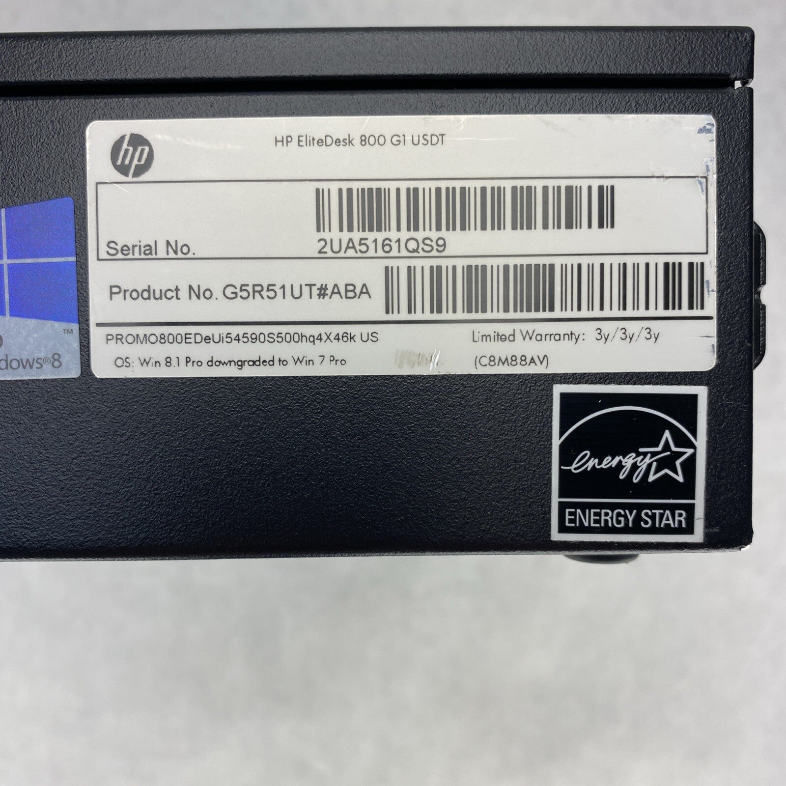 HP EliteDesk 800 G1 USDT Intel Core i5-4590s 3.0GHz 8GB RAM DVDRW No AC HDD OS