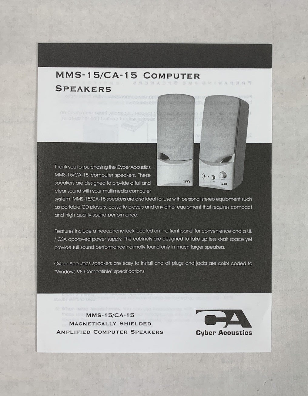 Cyber Acoustics CA-15 Wired Computer Speakers