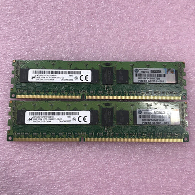 Micron 16GB Kit 2x8GB 1Rx4 PC3-1280R-11-13-C2 Ram MT18JSF1G72PZ-1G6E1FI Lot of 2