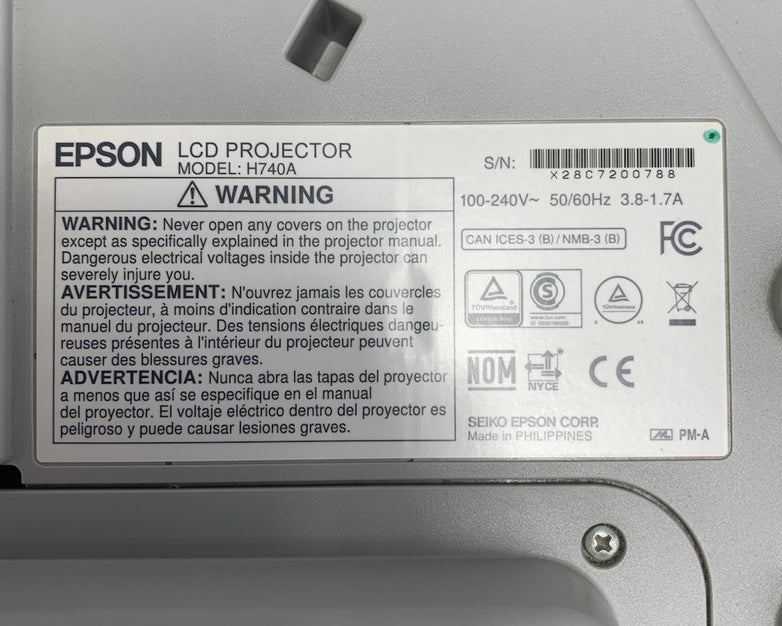 Epson PowerLite 695Wi H740A LCD Lamp Projector 2666 Lamp Hours - No Remote