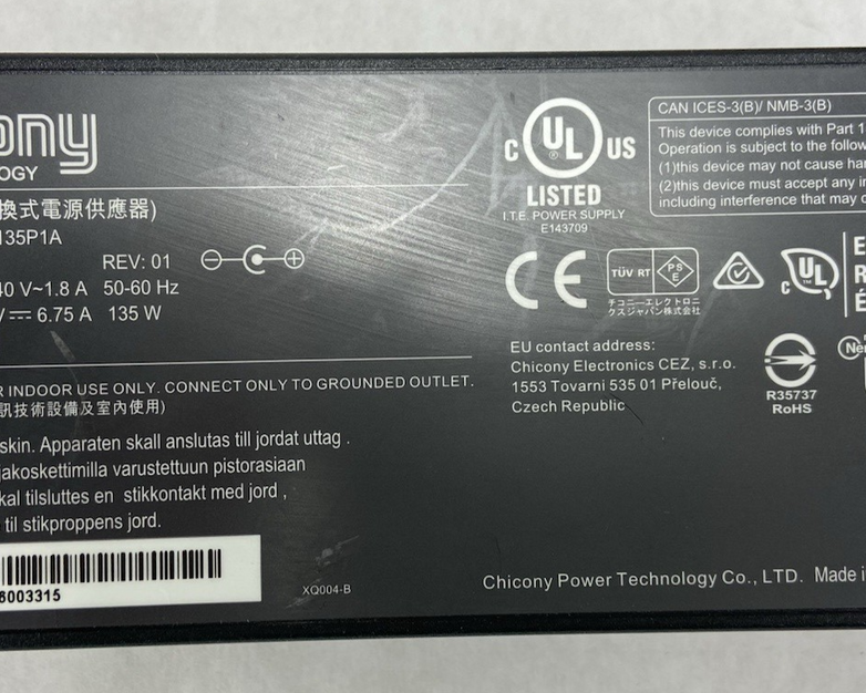 Chicony Lenovo Charger 6.75A 135W A16-135P1A A135A006L AC Adapter