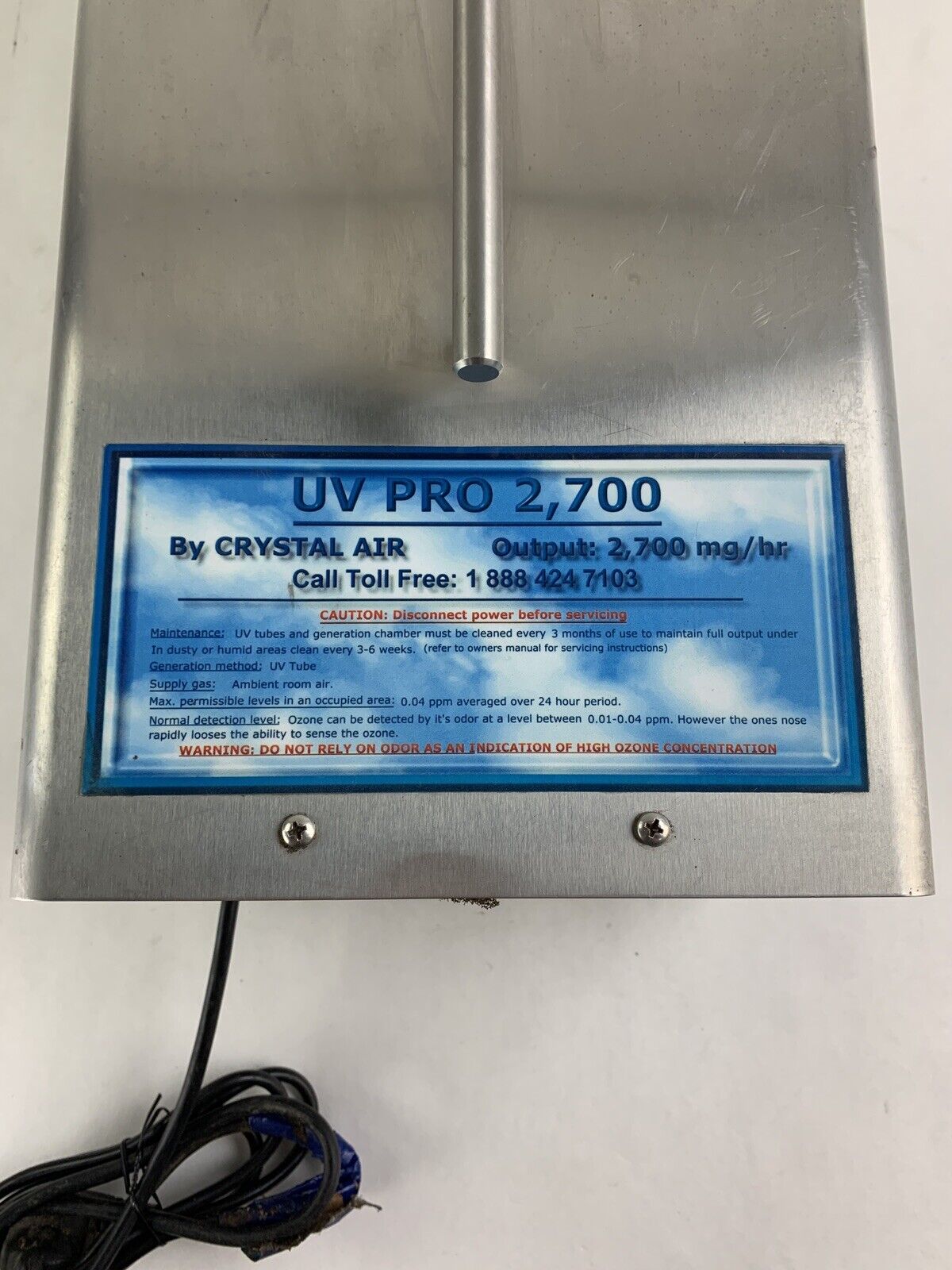 UV Pro 2700 E Industrial Crystal Air Ozone Generator 240V Untested