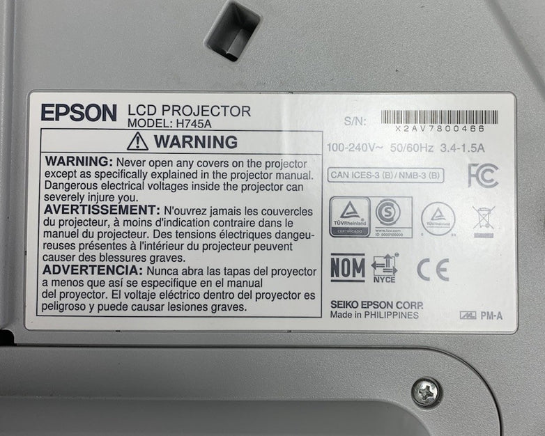 Epson H745A BrightLink 675W LCD Projector No Remote 1116 Lamp Hours