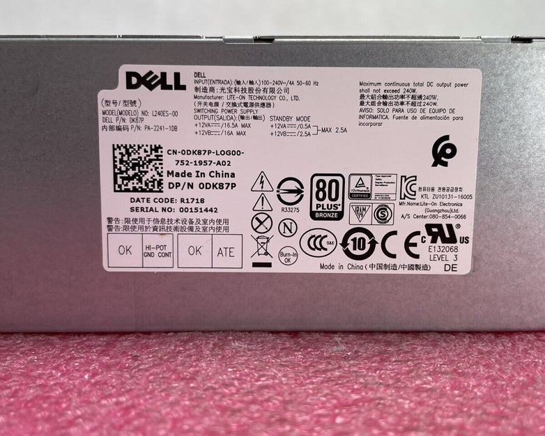 Dell L240ES-00 DK87P 240W Power Supply