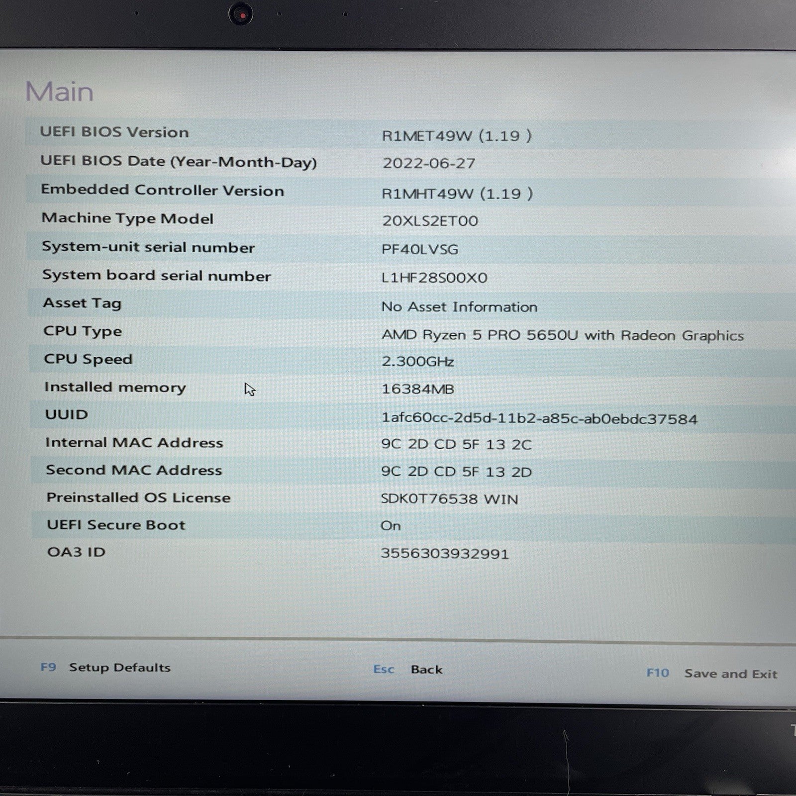 Lenovo ThinkPad T14 Gen2a 14" Ryzen5Pro 5650U 2.3GHz 16GB RAM No SSD/OS/AC- READ2
