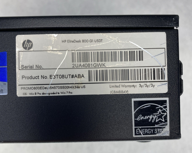 HP EliteDesk 800 G1 USDT Intel Core i5-4570s 2.90GHz 8GB RAM No Caddy AC HDD OS