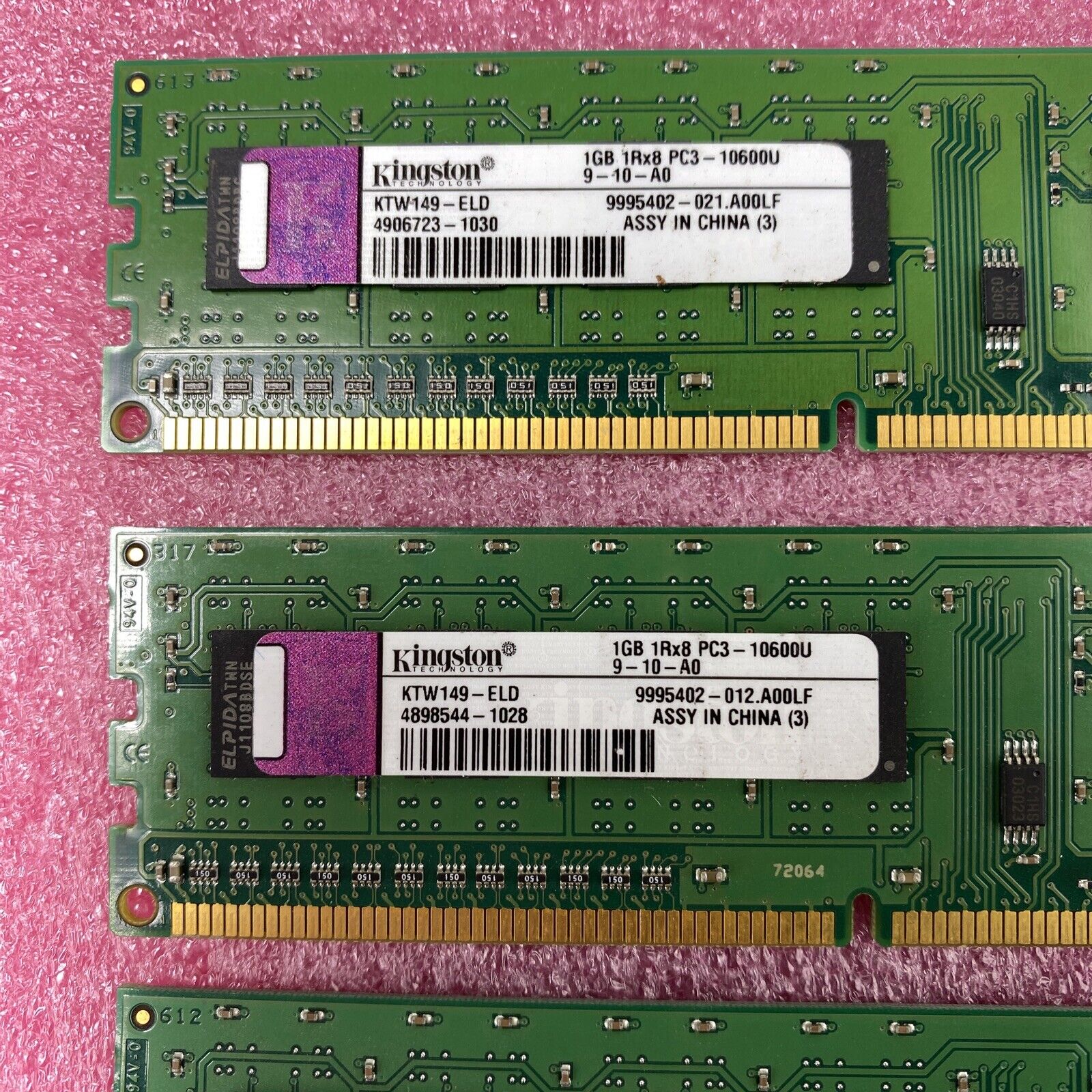 Lot ( 10 ) 1GB Kingston KTW149-ELD Desktop Memory PC3-10600U DDR3 1RX8