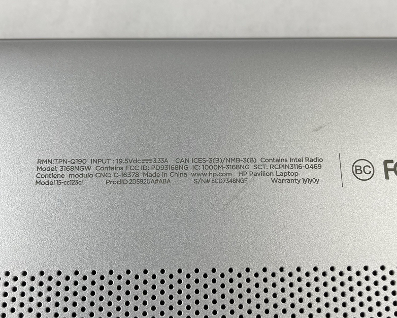 HP Pavilion 15-3168NGW 15.6" i5-8250U 1.60 GHz 8 GB RAM No SSD/OS/AC