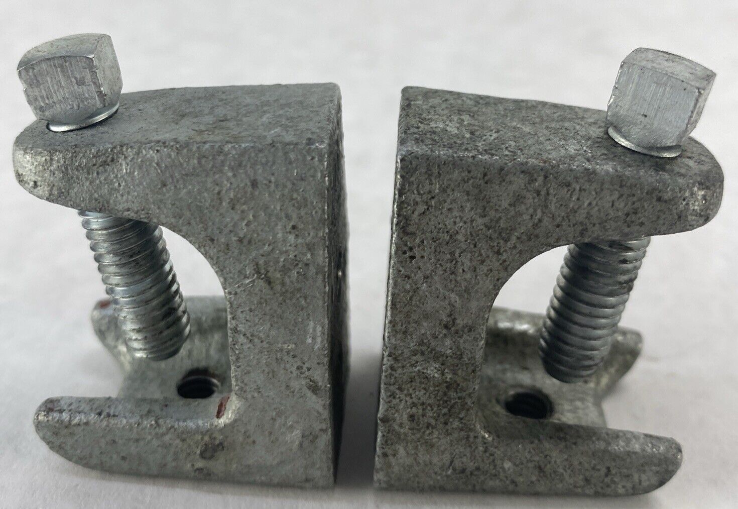 Lot( 2 ) Steel Beam Clamps 0.75 inch U Trough with 3/8" Mount Hole