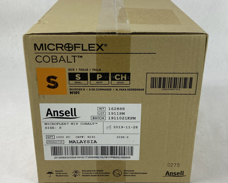 Ansell Cobalt N191 Powder Free Nitrile Examination Gloves Small - 1000 Count