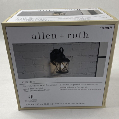 Allen Roth Outdoor Wall Lanterns #1479176 Aged Bronze Finish 2-Ct