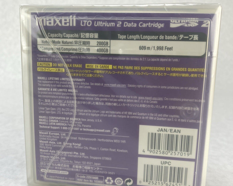 Lot( 5 ) Maxell 183850 LTO Ultrium 2 Data Cartridge 200GB 609m New SEALED
