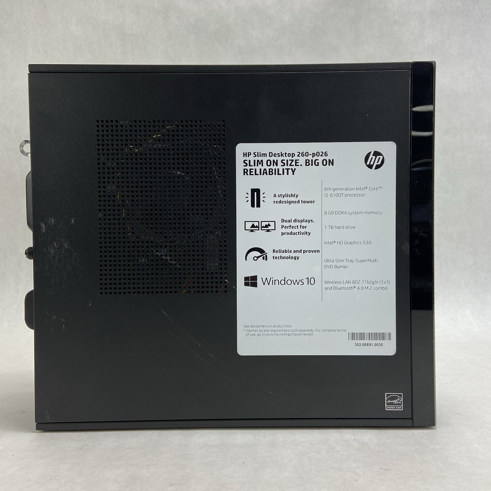 HP Slimline 260-P026 SFF Intel Core i3-6100T 3.2GHz 8GB RAM No HDD No OS5
