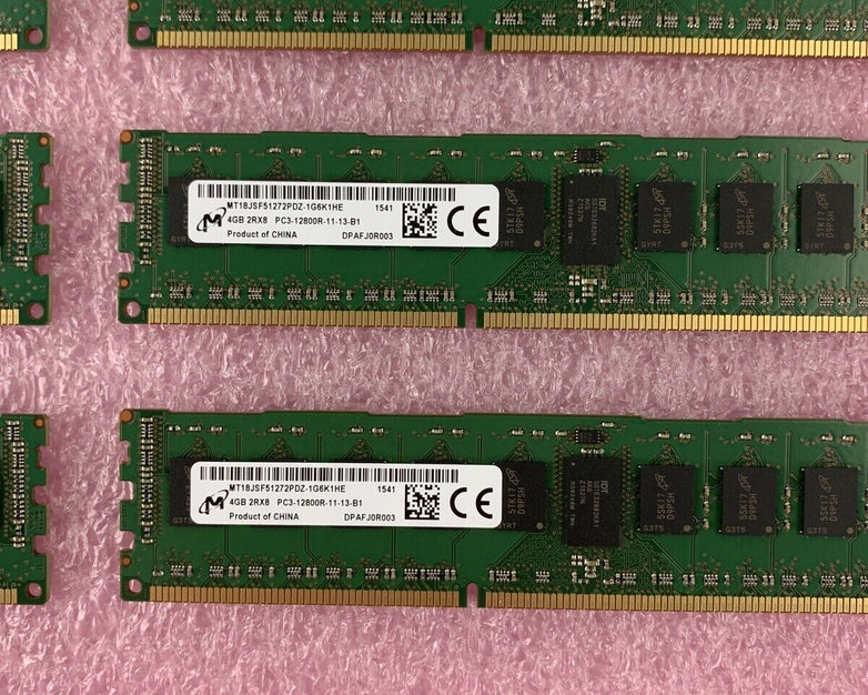Lot of 8 Micron 4GB PC3-12800R DDR3 ECC SERVER RAM MT18JSF51272PDZ-1G6K1HE