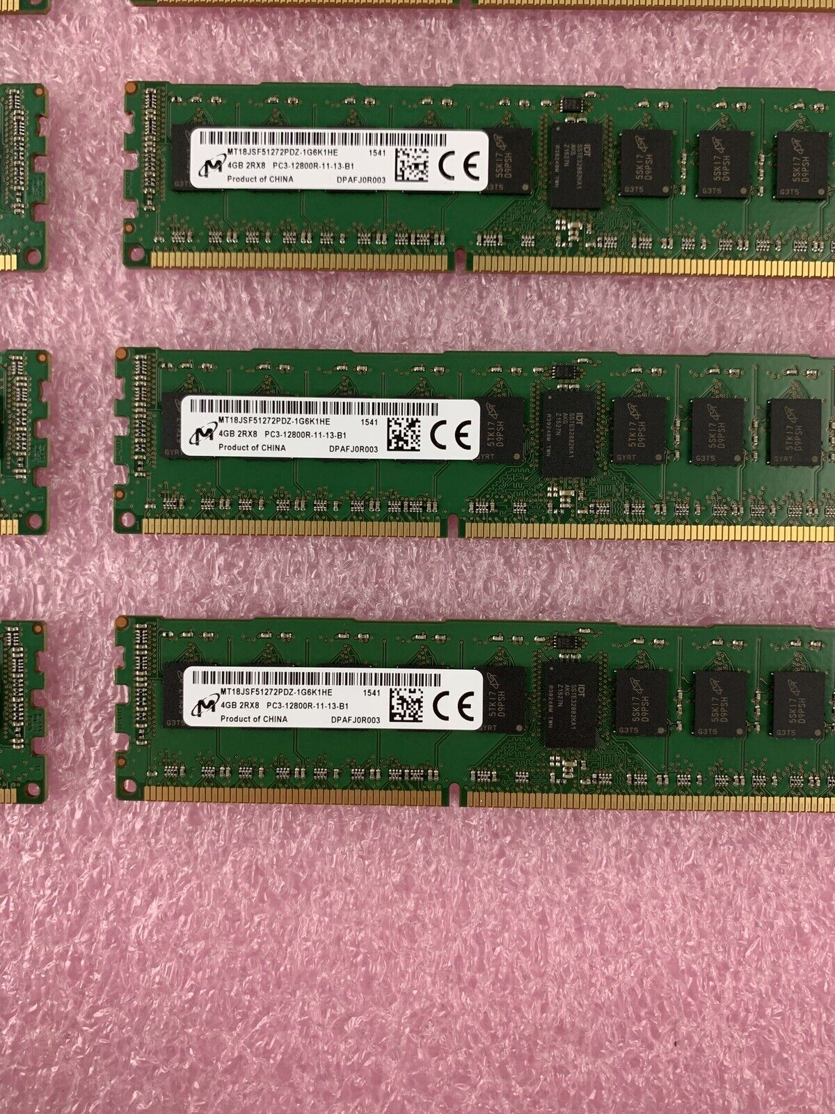 Lot of 8 Micron 4GB PC3-12800R DDR3 ECC SERVER RAM MT18JSF51272PDZ-1G6K1HE