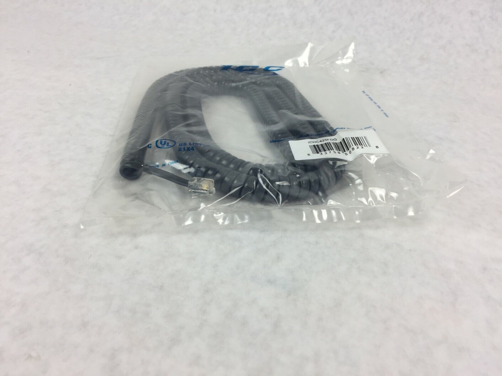 ICC Coiled Telephone Handset Cord 25' Dark Gray ICHC425FDG (Lot of 5)