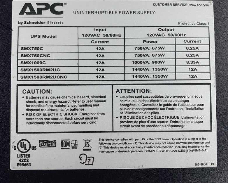 APC SMX1500RM2UCNC Battery Backup UPS Tested No Net Card No Batt No Faceplate
