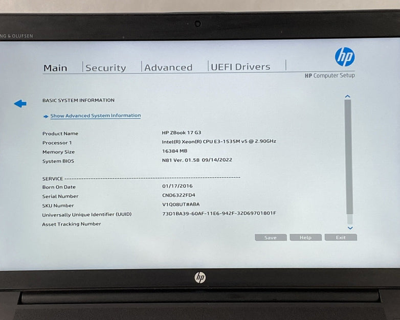 HP ZBook 17 G3 Intel Xeon E3 1535M V5 2.9GHz 16GB RAM 17.3" No Battery No HDD/OS