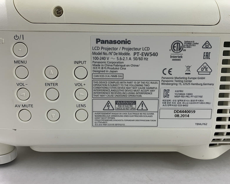 Panasonic PT-EW540 LCD Projector No Cords No Remote