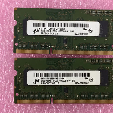 4GB Kit (2x 2GB) PC3L-10600S-9-11-B2 Micron MT8KTF25664HZ-1G4K1