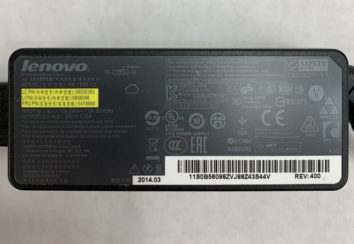 Lenovo PA-1650-72 65W Power Supply (Lot of 4)