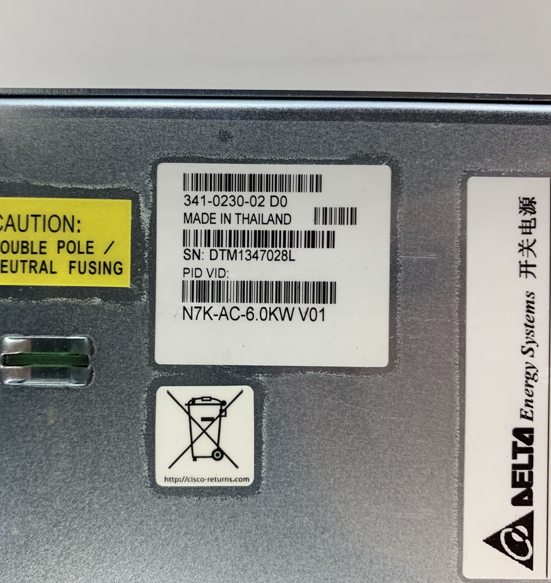 Cisco 341-0230-02 N7K-AC-6.0KW Delta ECD17020001 Nexus 7000 6000W Power Supply