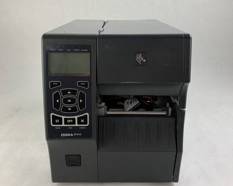 Zebra ZT410 Direct Thermal USB Barcode Printer No Printhead Ribbon Winder & Roll