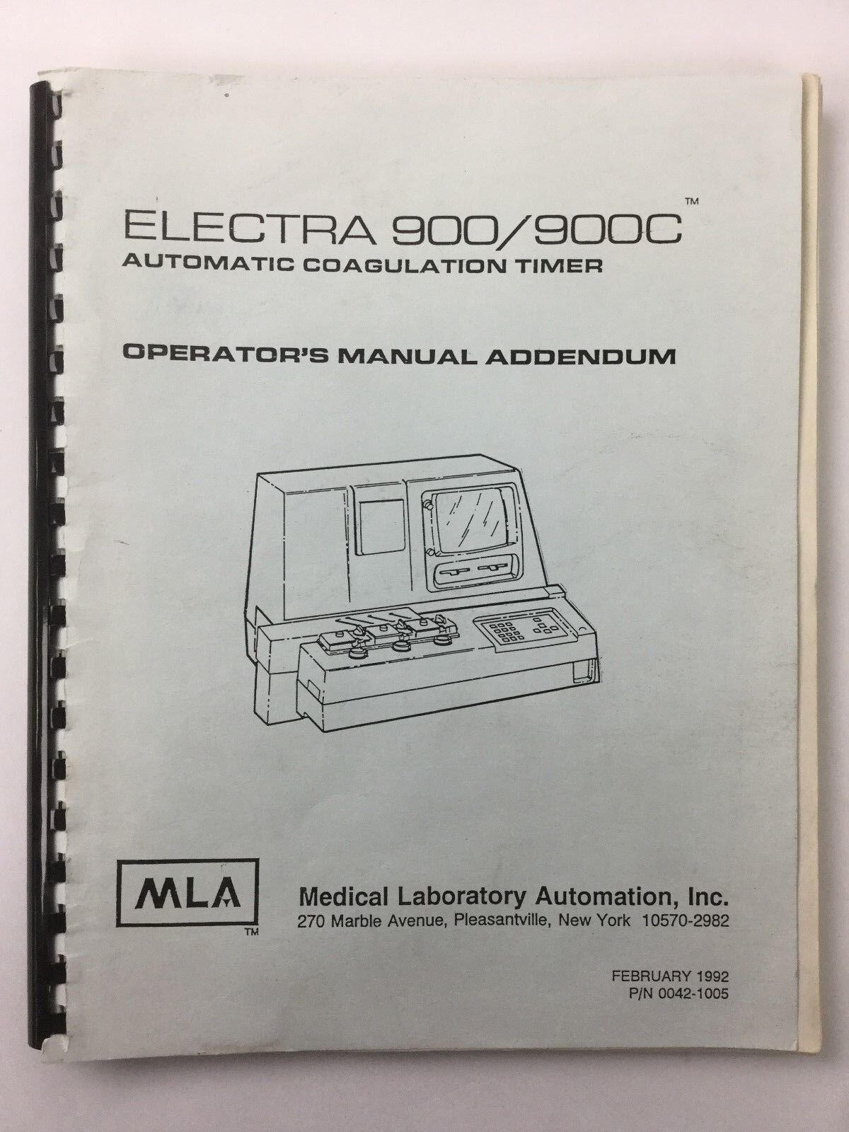 Medical Laboratory Operators Manual Addendum for Electra 900 and 900C