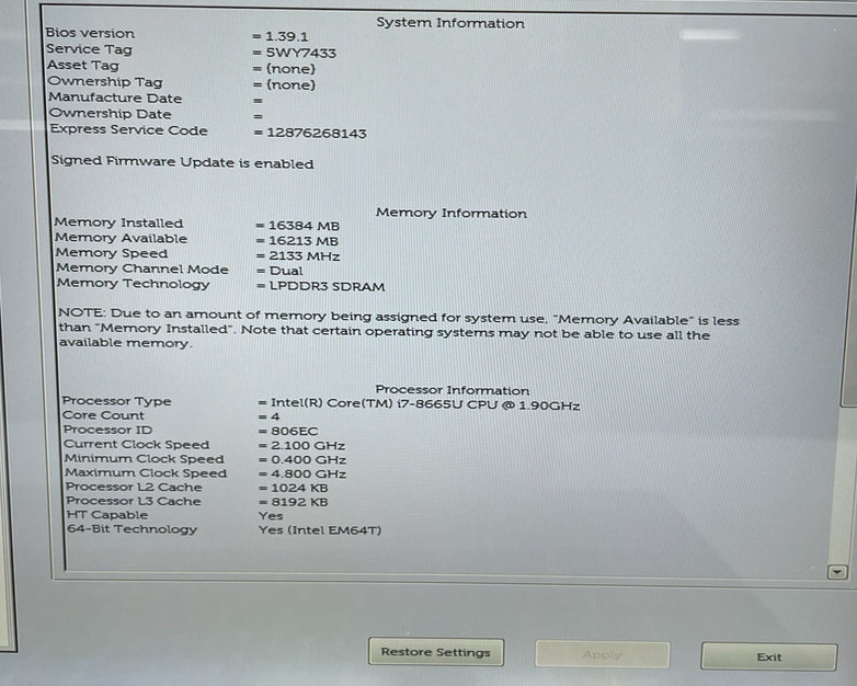 Dell Latitude 7400 2in1 14" i7-8665U 1.90 GHz 16 GB RAM No SSD/OS/AC/Batt