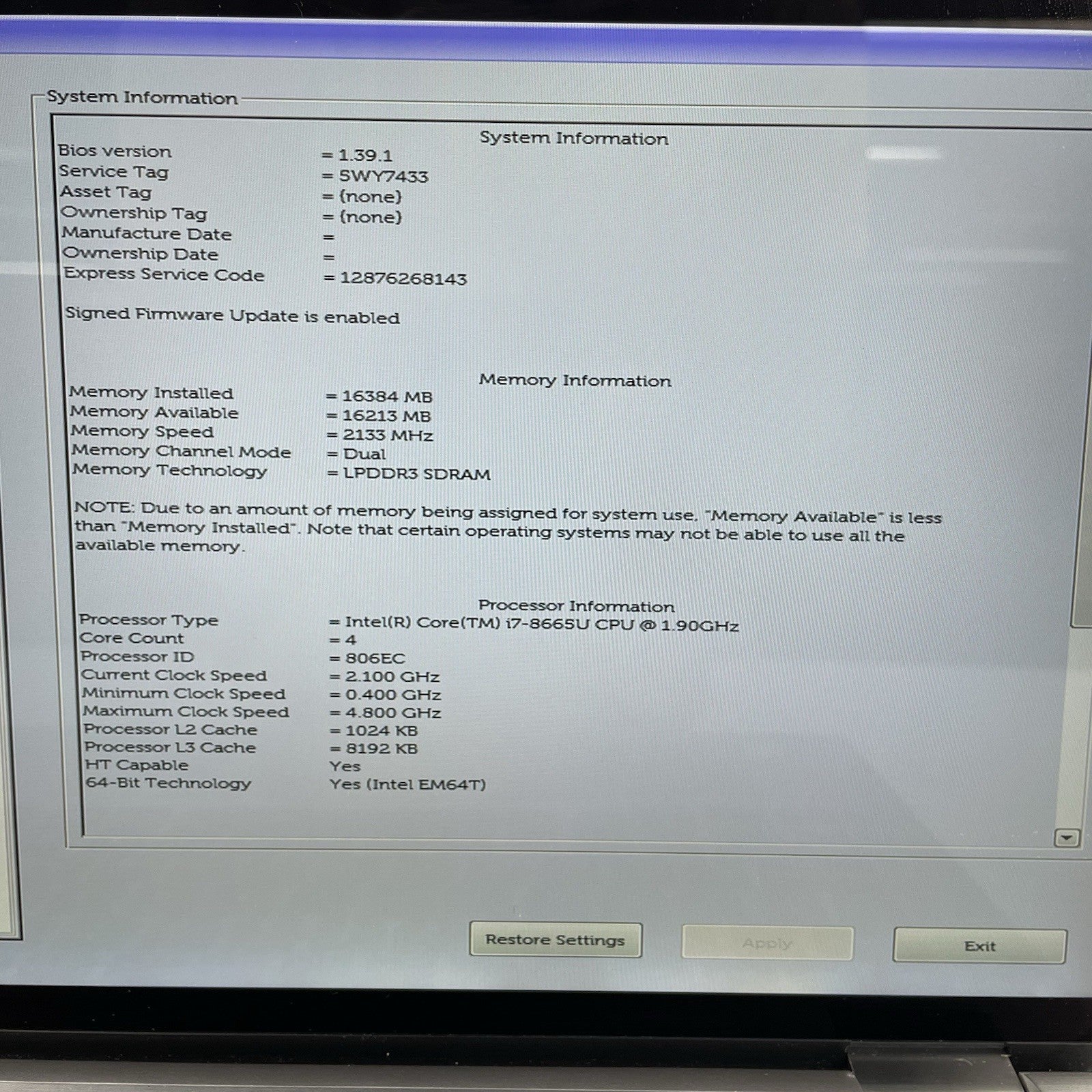 Dell Latitude 7400 2in1 14" i7-8665U 1.90 GHz 16 GB RAM No SSD/OS/AC/Batt3