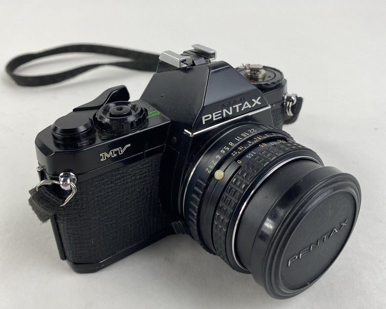 Pentax MV 35MM Film Camera w/ SMC Pentax-M 1:2 50 mm Lens - Untested for Parts