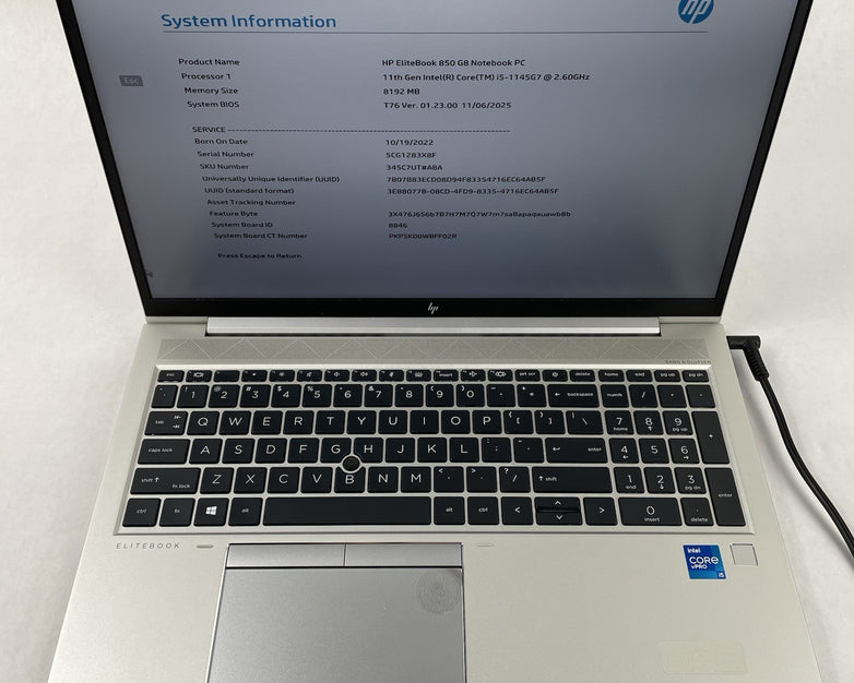 HP EliteBook 850 G8 15.6" i5-1145G7 2.60 GHz 8 GB RAM No SSD/OS/AC