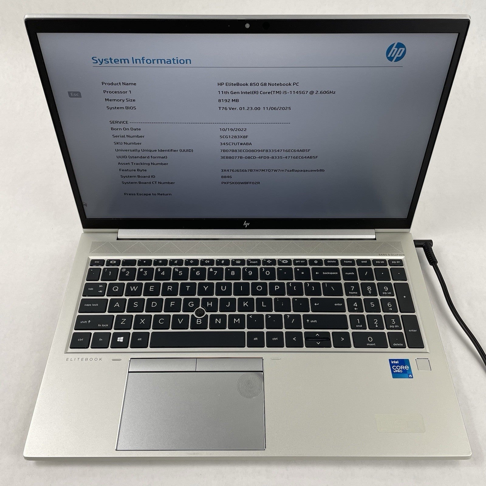 HP EliteBook 850 G8 15.6" i5-1145G7 2.60 GHz 8 GB RAM No SSD/OS/AC2
