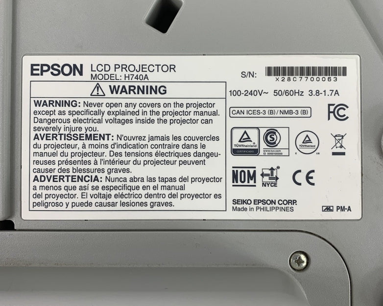Epson PowerLite 695Wi H740A LCD Lamp Projector 2752 Lamp Hours - No Remote