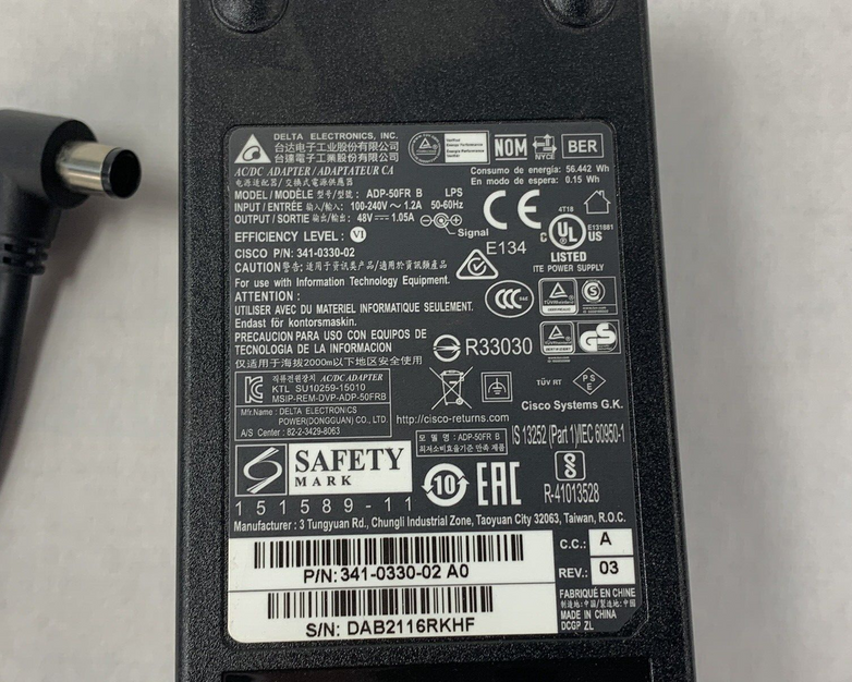 Delta Electronics Cisco Genuine Power Cube 4 Adapter ADP-50FR B  Power Supply