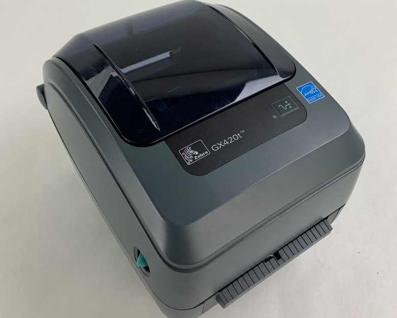 Zebra GX420T Direct Thermal Label Printer Aging Print Head Missing Roller Parts