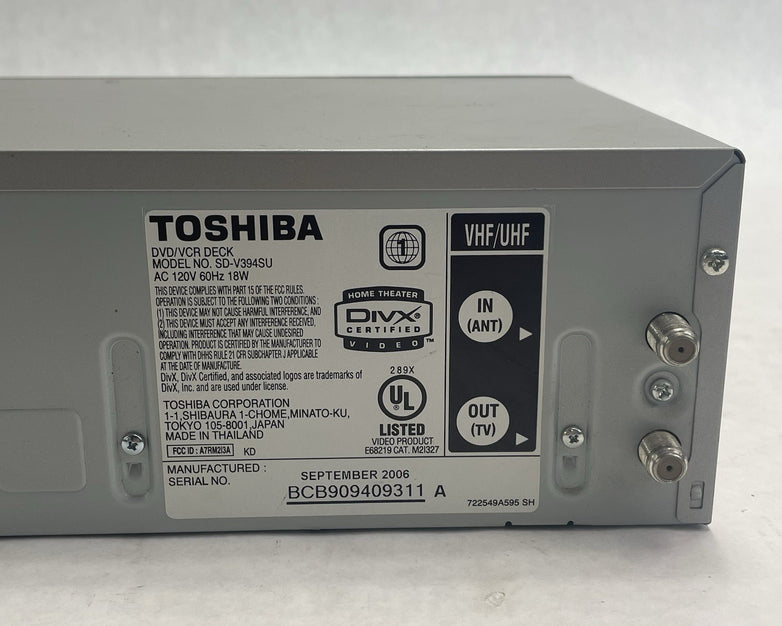 Toshiba DVD/VCR VHS Hi Fi Deck Model SDV394SU  Tested