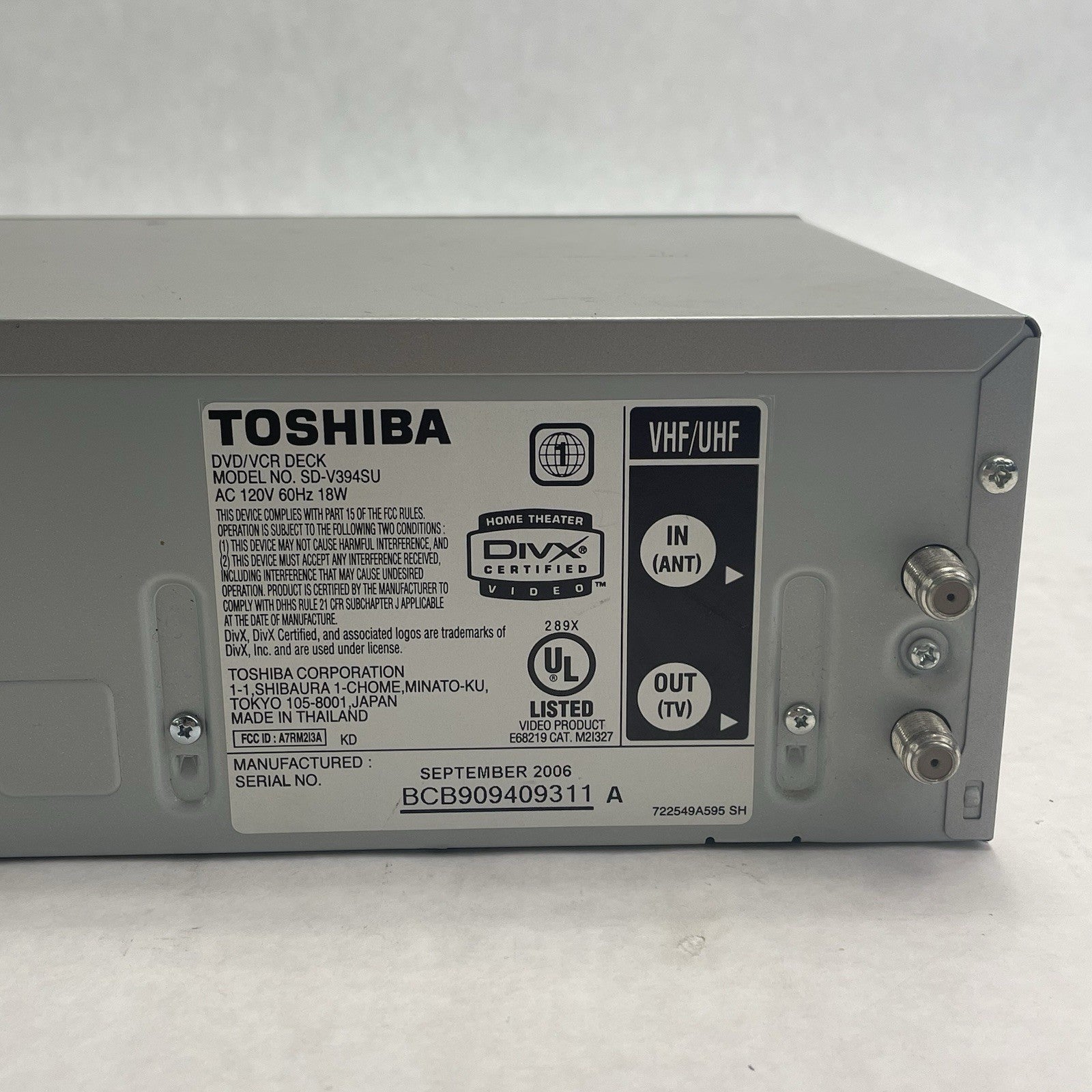 Toshiba DVD/VCR VHS Hi Fi Deck Model SDV394SU  Tested8