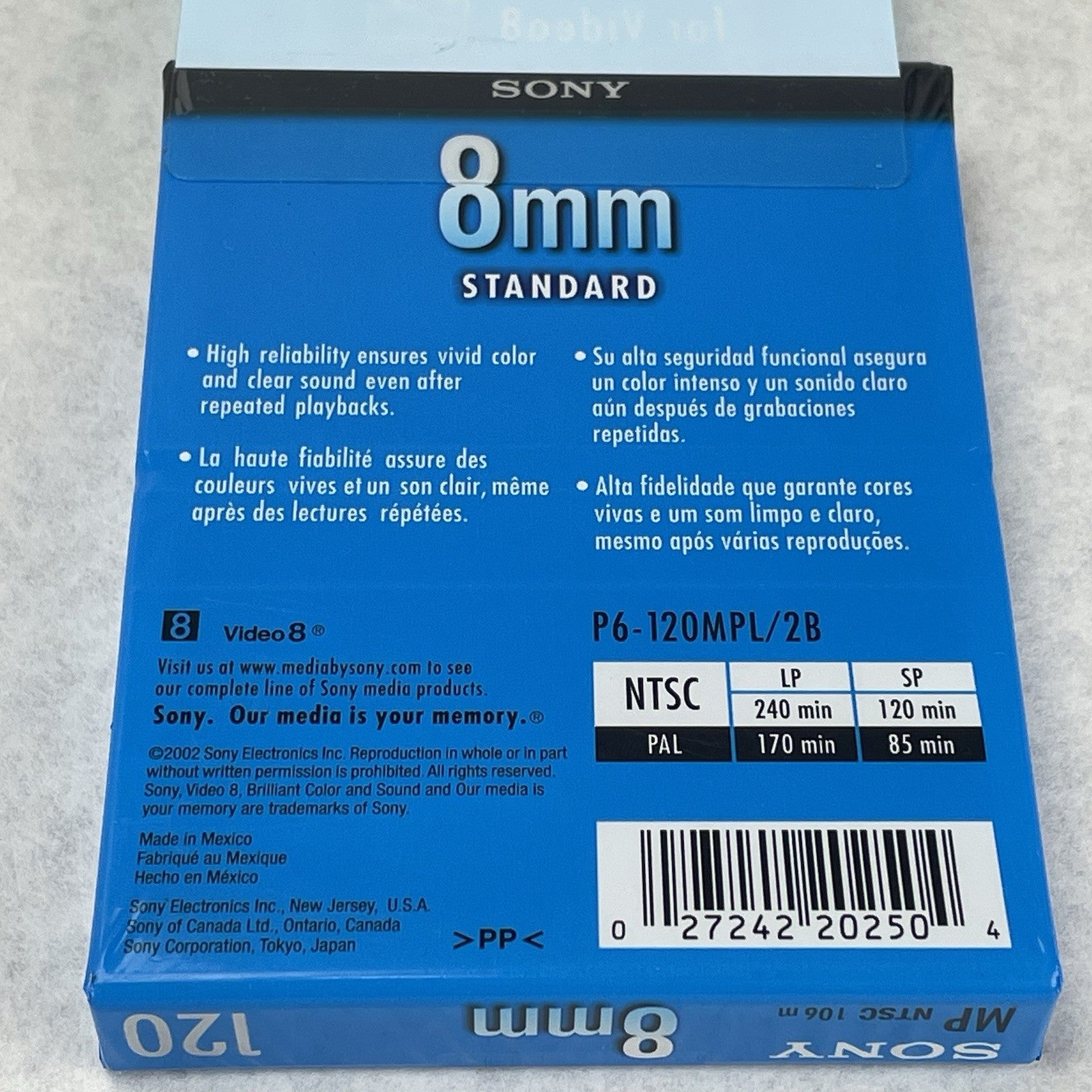 Sony 8mm Set Of 2 Videocassettes. Standard Grade P6-120MPL/2B. New Sealed3