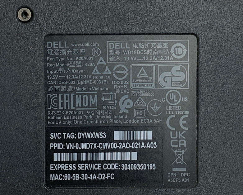 Dell WD19DCS Thunderbolt USB-C Docking Station
